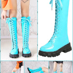 BlissGirl - Candy Patent Leather Boots - Turquoise / 35 - Harajuku - Kawaii - Alternative - Fashion