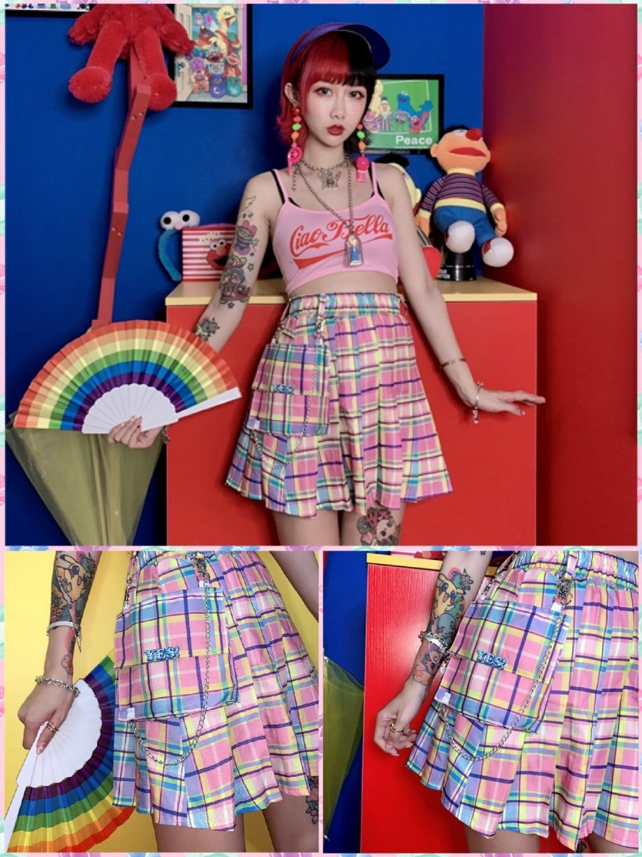 BlissGirl - Candy Plaid Mini Skirt - S - Harajuku - Kawaii - Alternative - Fashion