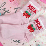 BlissGirl - Dreamy Strawberry Milk Socks - Pink Strawberry / One size - Harajuku - Kawaii - Alternative - Fashion