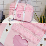 BlissGirl - Heart & Lace Travel Bag - Pink Lace - Harajuku - Kawaii - Alternative - Fashion