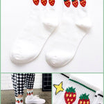 BlissGirl - Kawaii Crew Socks - Strawberry - Harajuku - Kawaii - Alternative - Fashion