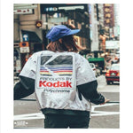 BlissGirl - Kodak Oversized Bomber Jacket - White / L - Harajuku - Kawaii - Alternative - Fashion