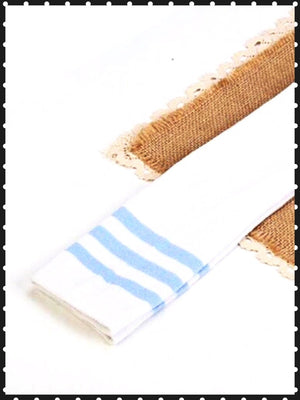 BlissGirl - Over The Knee Stripy Socks - Light Blue / One size - Harajuku - Kawaii - Alternative - Fashion