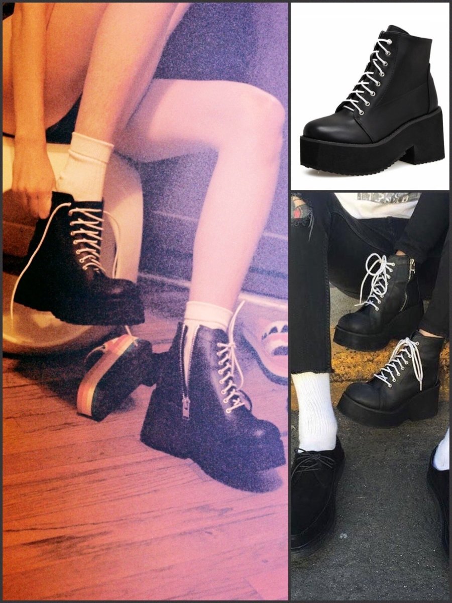BlissGirl - Platform Chunky Heel Boots - Harajuku - Kawaii - Alternative - Fashion