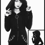 BlissGirl - Punk Hoodie With Metal Rings - Harajuku - Kawaii - Alternative - Fashion