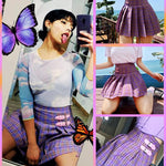 BlissGirl - Purple Plaid Buckle Skirt - Harajuku - Kawaii - Alternative - Fashion
