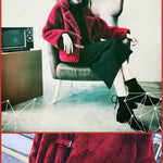 BlissGirl - Retro Buckle Fur Coat - Red / S - Harajuku - Kawaii - Alternative - Fashion