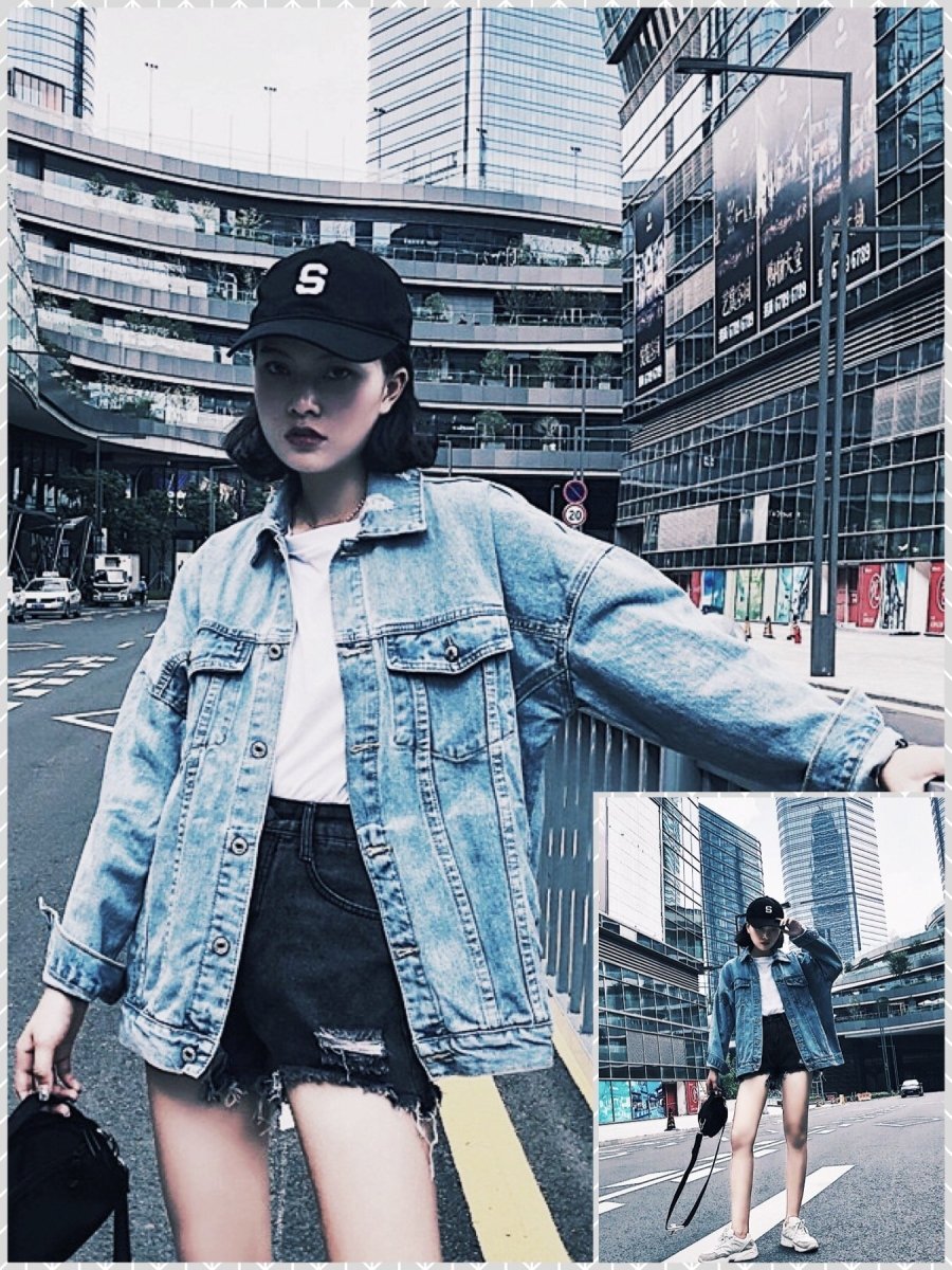 BlissGirl - Retro Oversized Jean Jacket - Harajuku - Kawaii - Alternative - Fashion