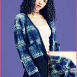 BlissGirl - Retro Plaid Cardigan Sweater - Blue / One Size - Harajuku - Kawaii - Alternative - Fashion