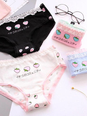 BlissGirl - Strawberry Lace Panties - Harajuku - Kawaii - Alternative - Fashion