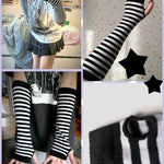 BlissGirl - Stripy Arm Warmers - Black - Harajuku - Kawaii - Alternative - Fashion