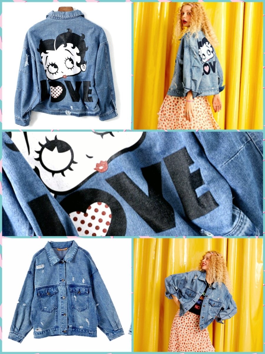 BlissGirl - Betty Boop Jacket - Blue / S - Harajuku - Kawaii - Alternative - Fashion