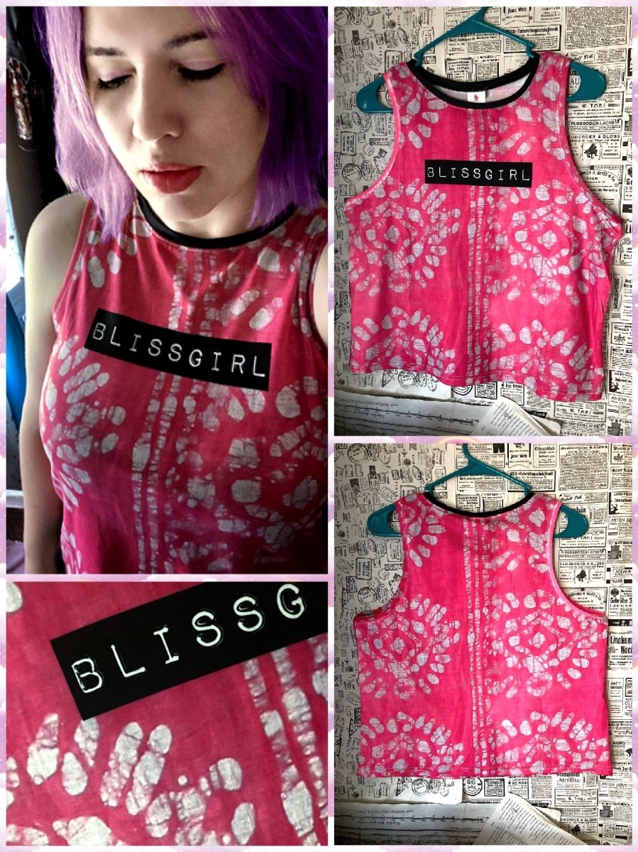 BlissGirl - BlissGirl Pink Batik Cropped Tank - XS - Harajuku - Kawaii - Alternative - Fashion