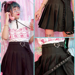 BlissGirl - Buckled Up Heart Skirt - Black / S - Harajuku - Kawaii - Alternative - Fashion
