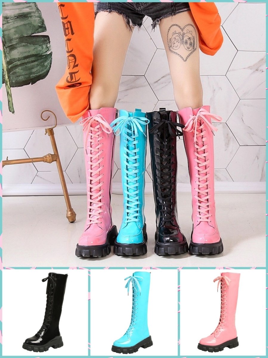 BlissGirl - Candy Patent Leather Boots - Harajuku - Kawaii - Alternative - Fashion