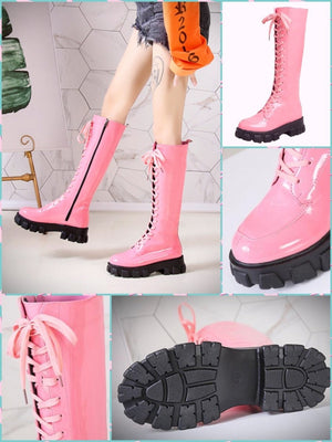 BlissGirl - Candy Patent Leather Boots - Pink / 35 - Harajuku - Kawaii - Alternative - Fashion