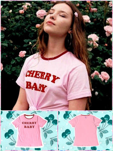 BlissGirl - Cherry Baby Tee - Pink / XL - Harajuku - Kawaii - Alternative - Fashion