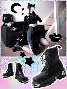 BlissGirl - Cybergoth Boots - Black / 36 - Harajuku - Kawaii - Alternative - Fashion