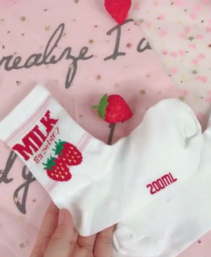 BlissGirl - Dreamy Strawberry Milk Socks - Harajuku - Kawaii - Alternative - Fashion