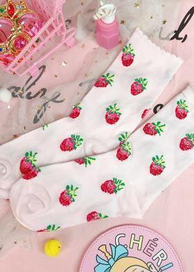 BlissGirl - Dreamy Strawberry Milk Socks - Light pink / One size - Harajuku - Kawaii - Alternative - Fashion