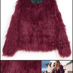 BlissGirl - Fabulous Fuzzy Faux Fur Jacket - Maroon / M - Harajuku - Kawaii - Alternative - Fashion