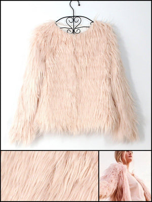 BlissGirl - Fabulous Fuzzy Faux Fur Jacket - Pale Pink / XXL - Harajuku - Kawaii - Alternative - Fashion