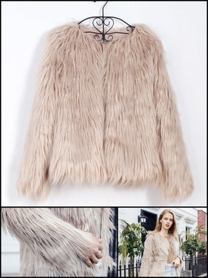BlissGirl - Fabulous Fuzzy Faux Fur Jacket - Khaki / XXXL - Harajuku - Kawaii - Alternative - Fashion