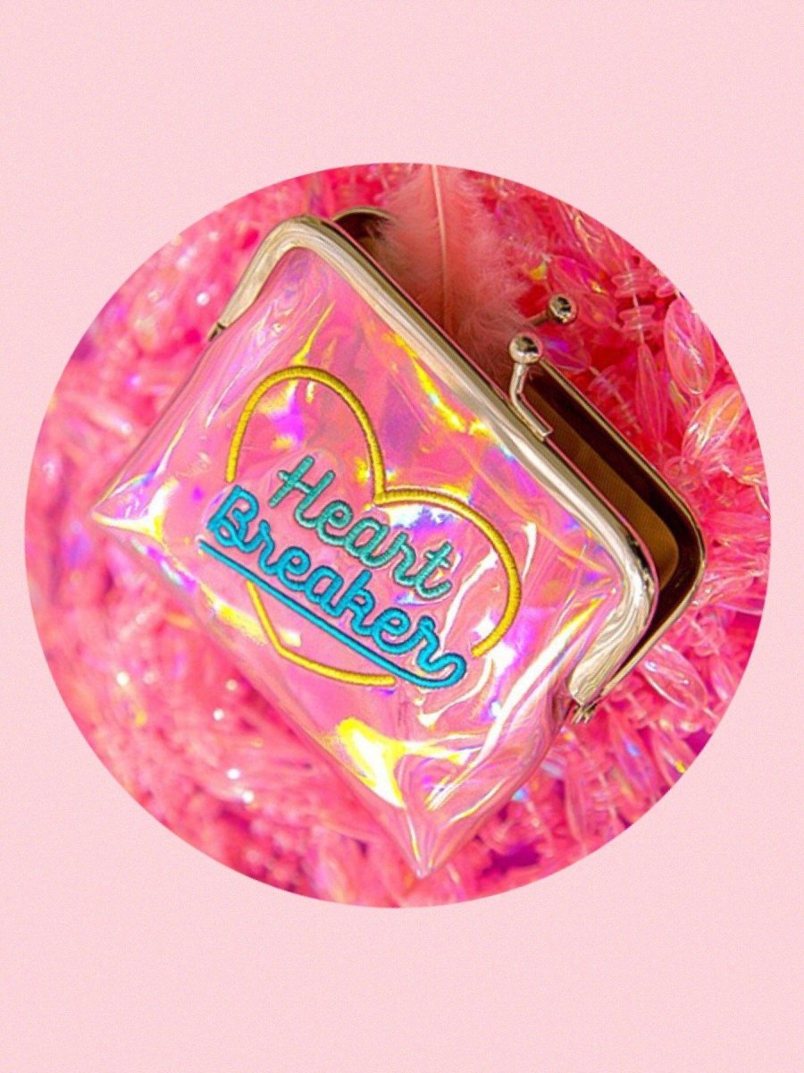 BlissGirl - Foxy Lady Heart Breaker Vinyl Coin Purse - Pink - Harajuku - Kawaii - Alternative - Fashion