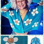 BlissGirl - Happy Flower Cardigan - Blue / One size - Harajuku - Kawaii - Alternative - Fashion