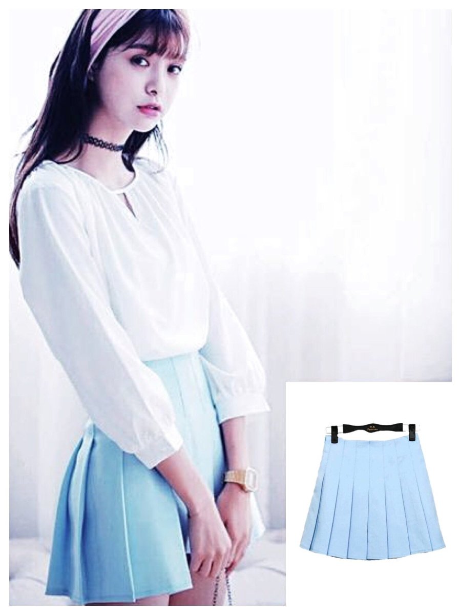 BlissGirl - High Waist Pleated Skirt - Sky Blue / XS - Harajuku - Kawaii - Alternative - Fashion