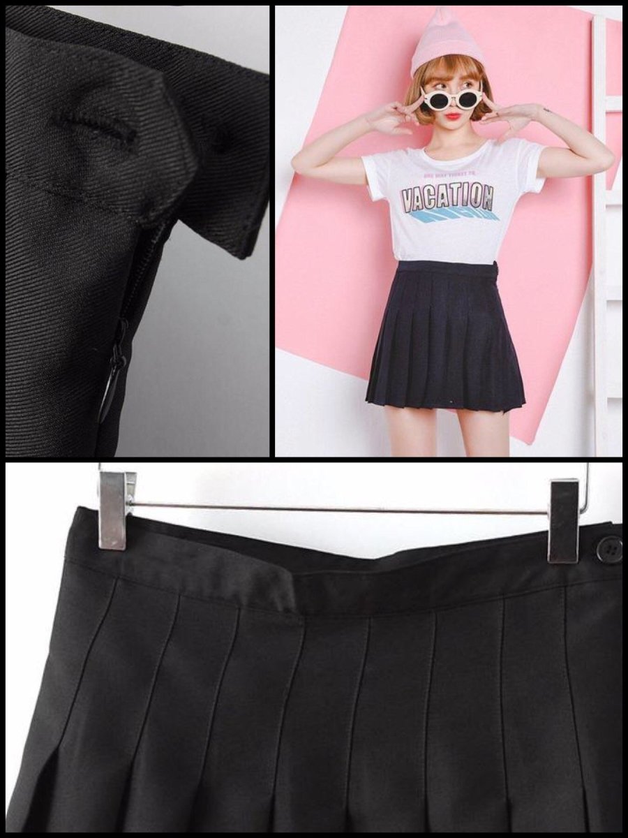 BlissGirl - High Waist Pleated Skirt - Black / XS - Harajuku - Kawaii - Alternative - Fashion