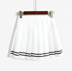 BlissGirl - High Waist Tennis Skirt - White / S - Harajuku - Kawaii - Alternative - Fashion
