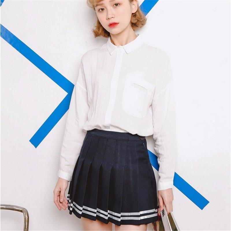 BlissGirl - High Waist Tennis Skirt - Navy blue / S - Harajuku - Kawaii - Alternative - Fashion