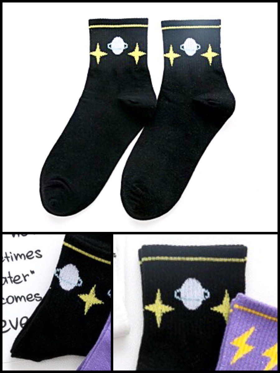 BlissGirl - Kawaii Crew Socks - Space - Harajuku - Kawaii - Alternative - Fashion
