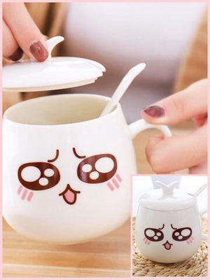BlissGirl - Kawaii Emoji Coffee Mugs - Grumpy / Lid - Harajuku - Kawaii - Alternative - Fashion
