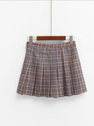 Claire Pleated Skirt - Rainbow Plaid | My Violet