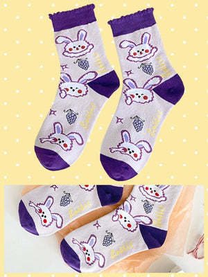 BlissGirl - Kawaii Ruffle Animal Socks - Purple - Harajuku - Kawaii - Alternative - Fashion