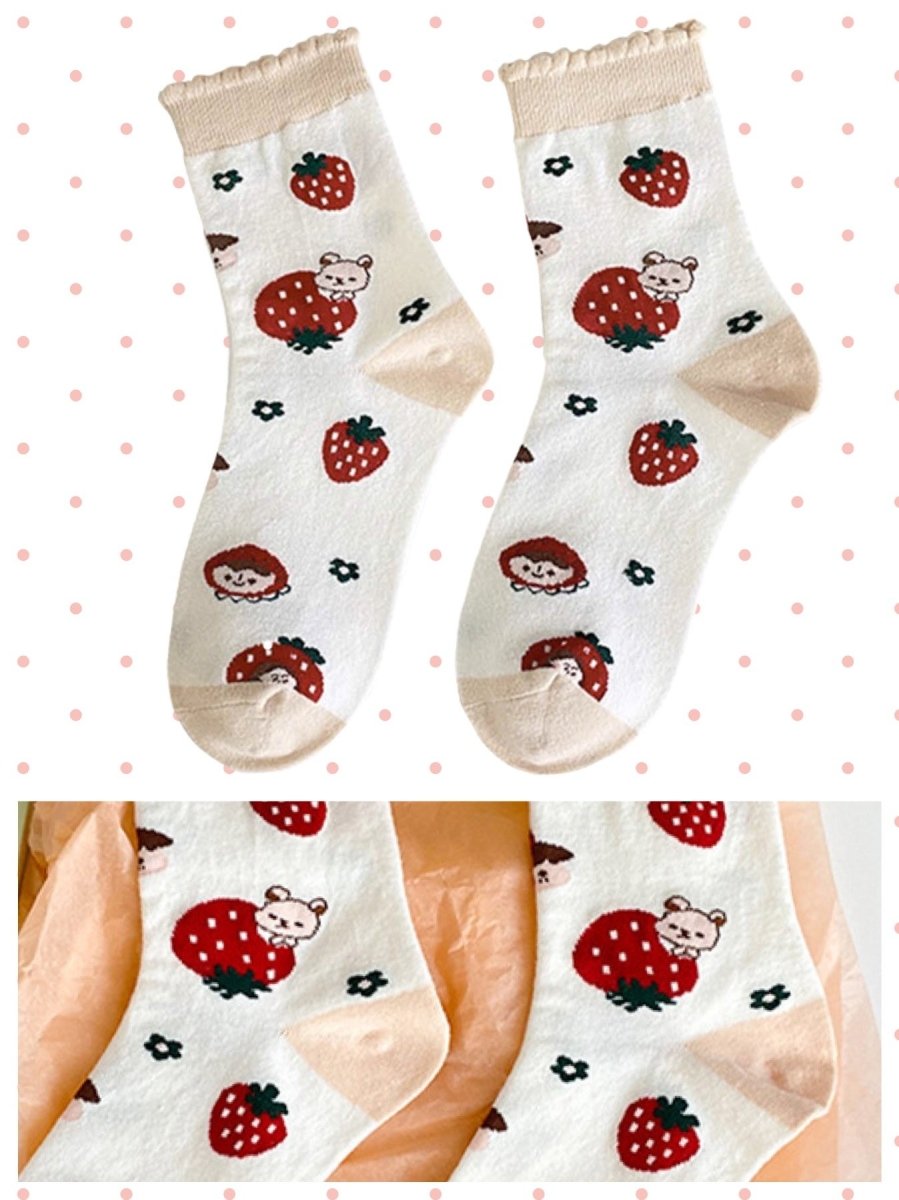 BlissGirl - Kawaii Ruffle Animal Socks - Tan - Harajuku - Kawaii - Alternative - Fashion