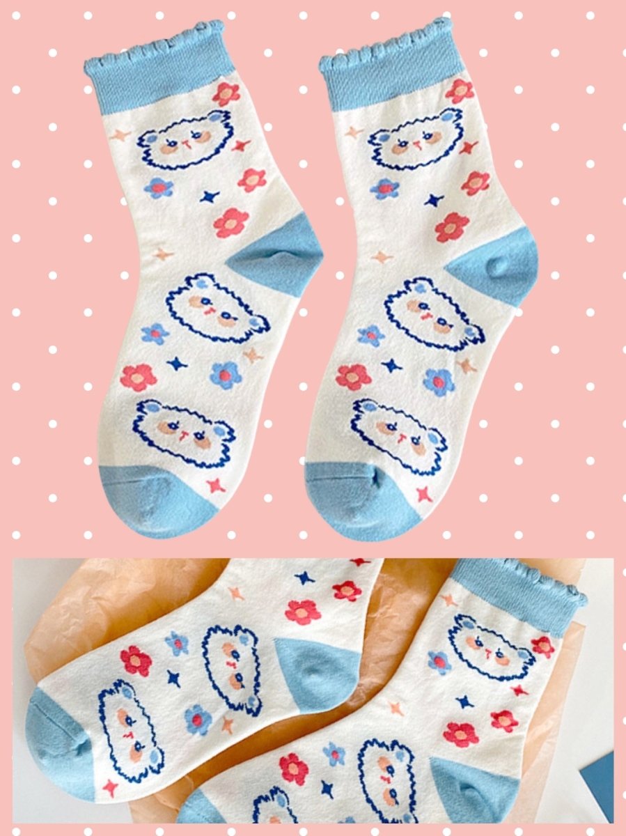 BlissGirl - Kawaii Ruffle Animal Socks - Blue - Harajuku - Kawaii - Alternative - Fashion