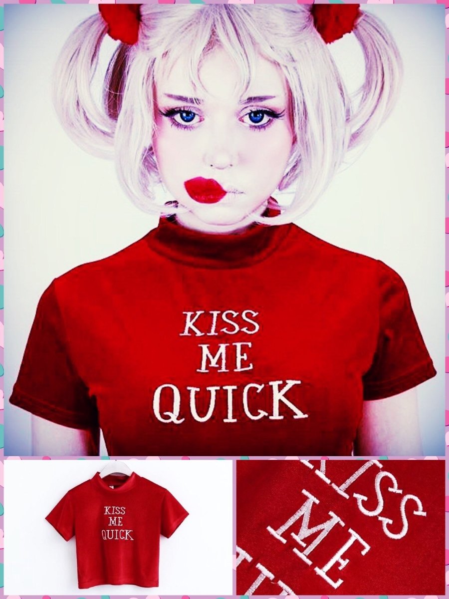 BlissGirl - Kiss Me Quick Crop Top - Harajuku - Kawaii - Alternative - Fashion