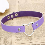 BlissGirl - Leather Heart Choker Necklace - Purple - Harajuku - Kawaii - Alternative - Fashion
