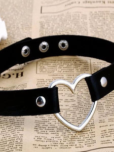 BlissGirl - Leather Heart Choker Necklace - Black - Harajuku - Kawaii - Alternative - Fashion