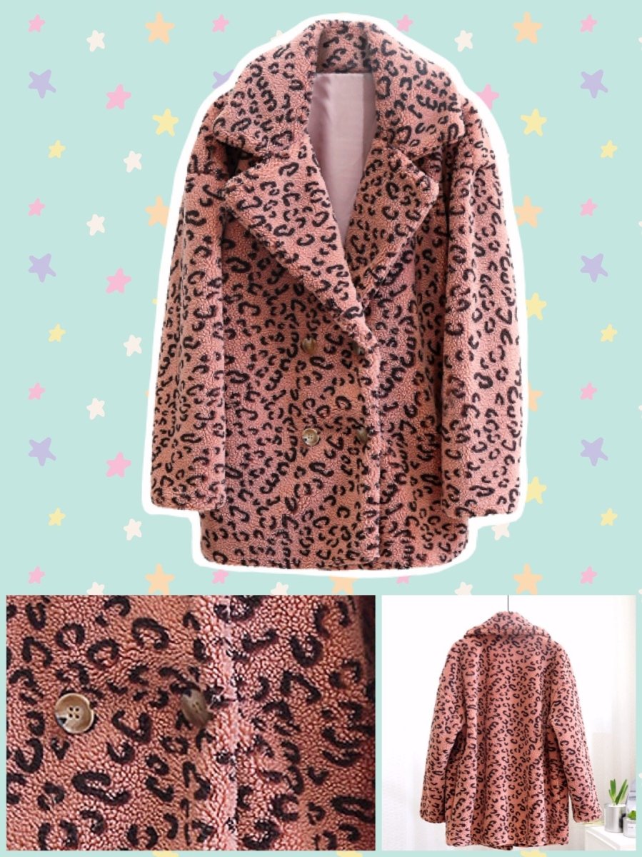 BlissGirl - Leopard Trench Coat - Pink / M - Harajuku - Kawaii - Alternative - Fashion