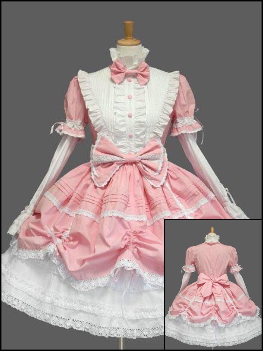 BlissGirl - Lolita Ruffle & Bow Dress - Pink / S - Harajuku - Kawaii - Alternative - Fashion