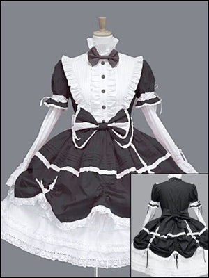 BlissGirl - Lolita Ruffle & Bow Dress - Black and White / S - Harajuku - Kawaii - Alternative - Fashion