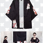 BlissGirl - Lucky Kitty Kimono - Black / XL - Harajuku - Kawaii - Alternative - Fashion