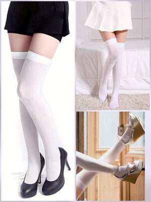 BlissGirl - Over The Knee Cosplay Socks - White - Harajuku - Kawaii - Alternative - Fashion