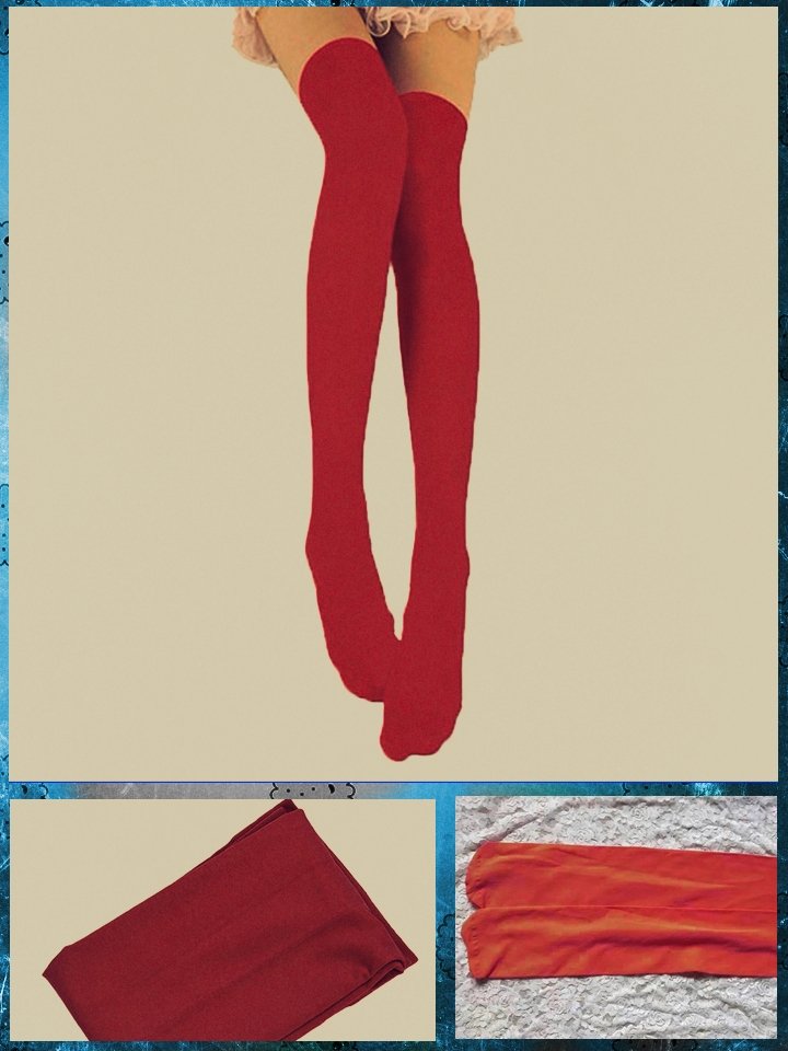 BlissGirl - Over The Knee Cosplay Socks - Red - Harajuku - Kawaii - Alternative - Fashion