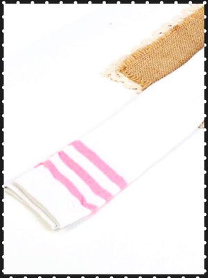 BlissGirl - Over The Knee Stripy Socks - Pink / One size - Harajuku - Kawaii - Alternative - Fashion