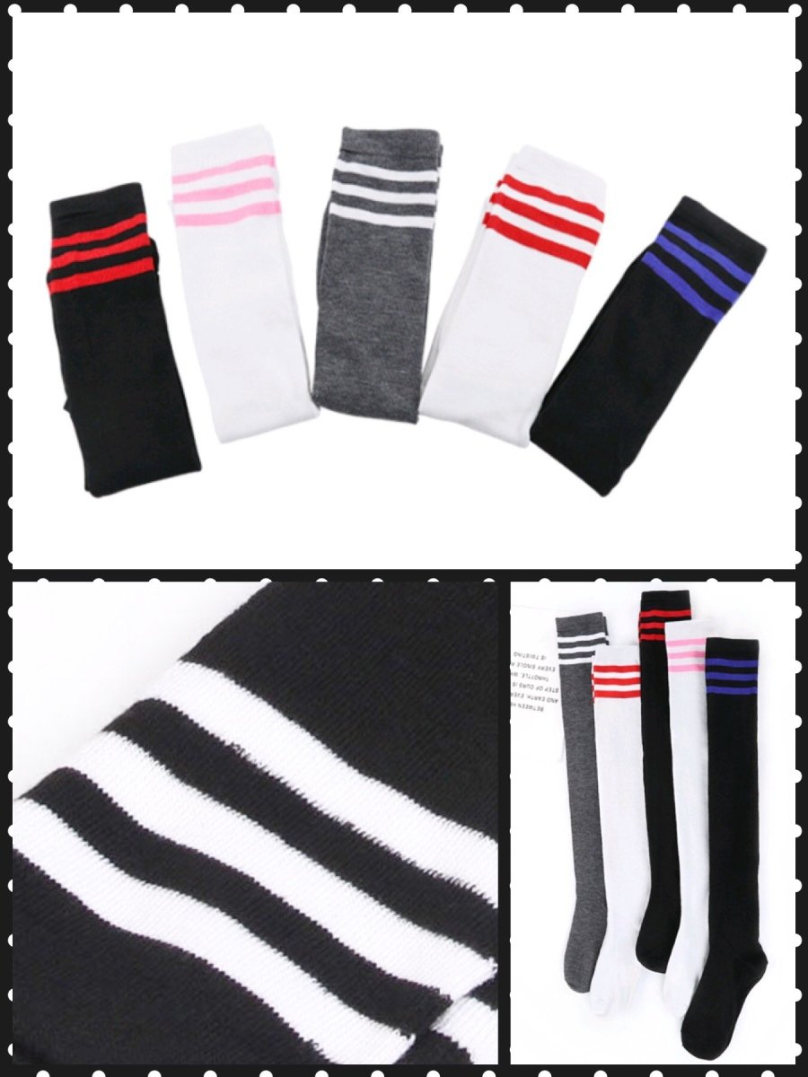BlissGirl - Over The Knee Stripy Socks - Harajuku - Kawaii - Alternative - Fashion